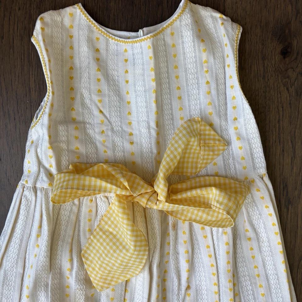 Vintage 50/60s Girls Sleeveless  Maxi Dress, Yellow And White Gingham Size 8 - Image 2 of 4
