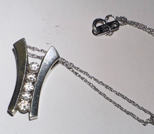 SPECTACULAR 10K Gold 5-Diamond Ladder Journey Pendant & Chain 2.6 grams TW G-204 - Picture 13 of 19