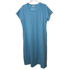 Chico's Blue Short Sleeve T-shirt Midi Maxi Dress w Pockets Size 2 US