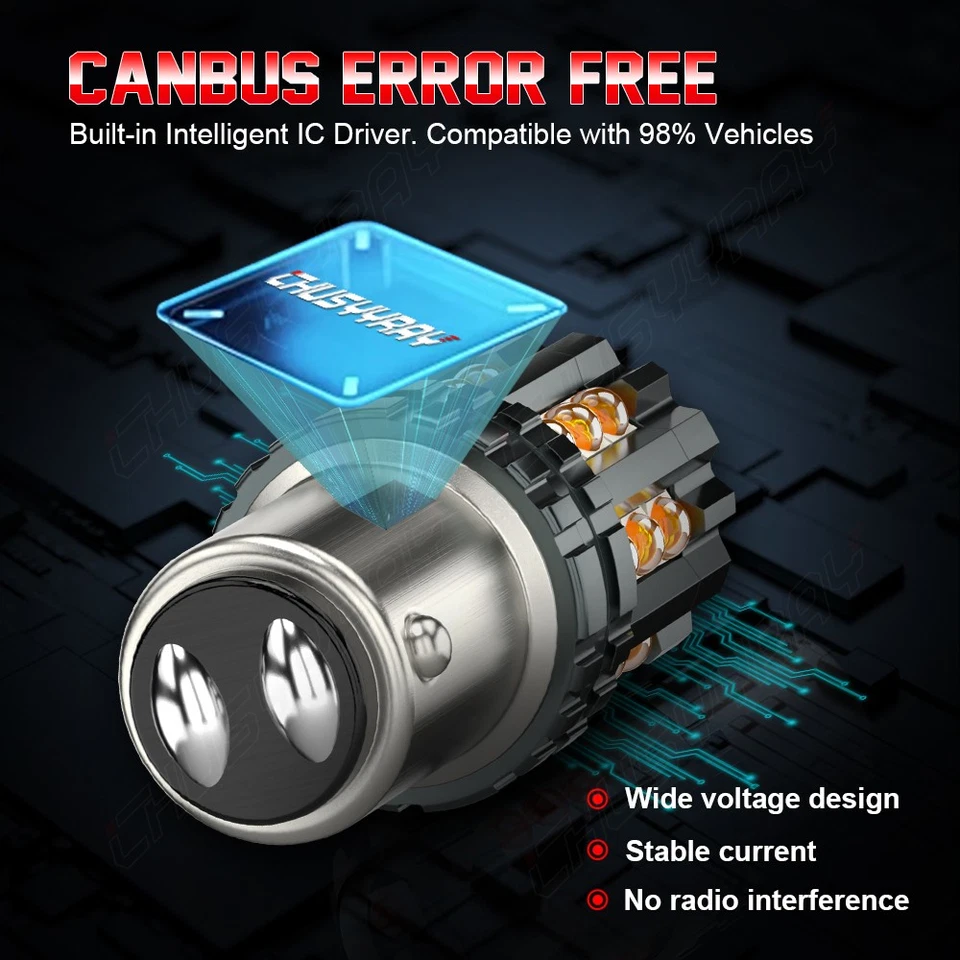 1157 Bombillas LED Señal de Giro Amarillo Ámbar Anti Hiper Flash Super Brillante Foto 2 de 4