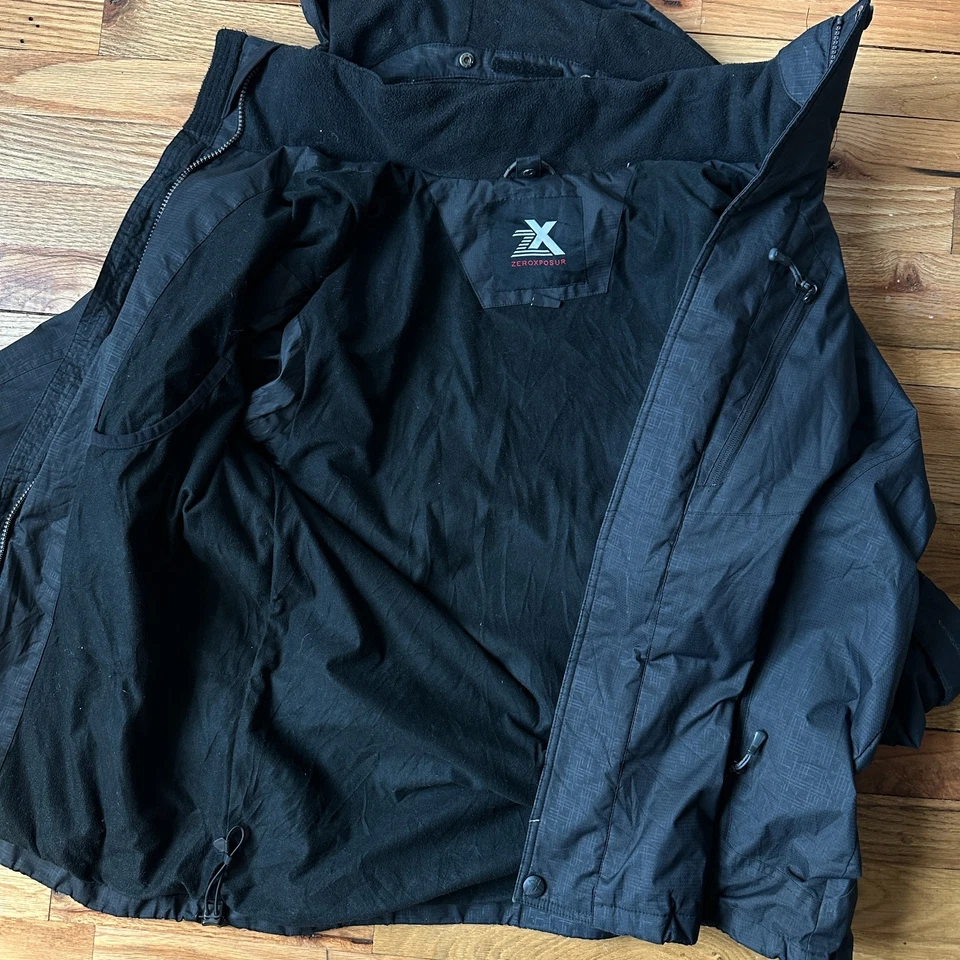 Chaqueta de invierno para hombre ZeroXPosur abrigo de esquí negro GRANDE [23"x28"] Foto 2 de 4