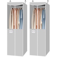 2 Pack Garment Bag for Hanging Clothes Closet, Hanging Garment Cover with Bui...