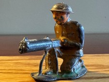 Vintage Barclay B9 702 Machine Gunner, Short Stride, Tin Helmet, RARE Good 