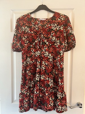 Women's Primark Red Floral Summer Dress Size L 14-16 UK