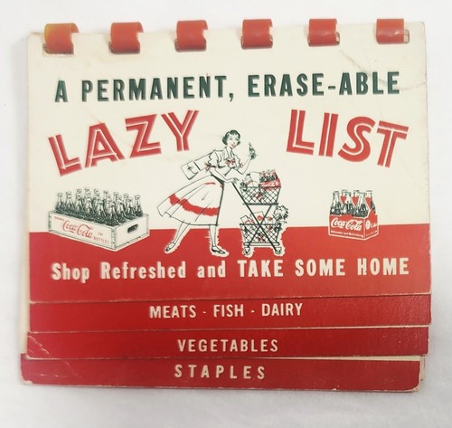 Vintage Coca-Cola Lazy List Pad Erase Able 