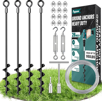 26'' Ground Anchors Heavy Duty Shed Anchors Kit, Mobile Home Anchor Earth Anchor