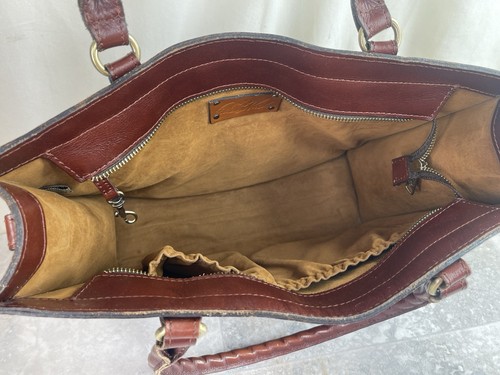Patricia Nash CutOut Brown Tooled Leather Adeline Tote Large Brown Purse Handbag - Picture 12 of 13