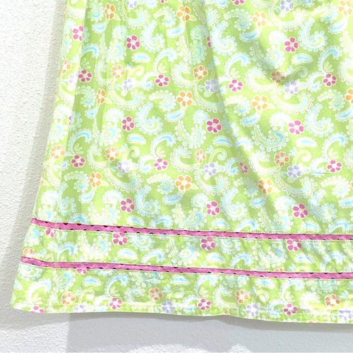 Gymboree Green Pink Floral Paisley Sleeveless Rick Rack Trim Dress - Size 7 - Picture 4 of 11