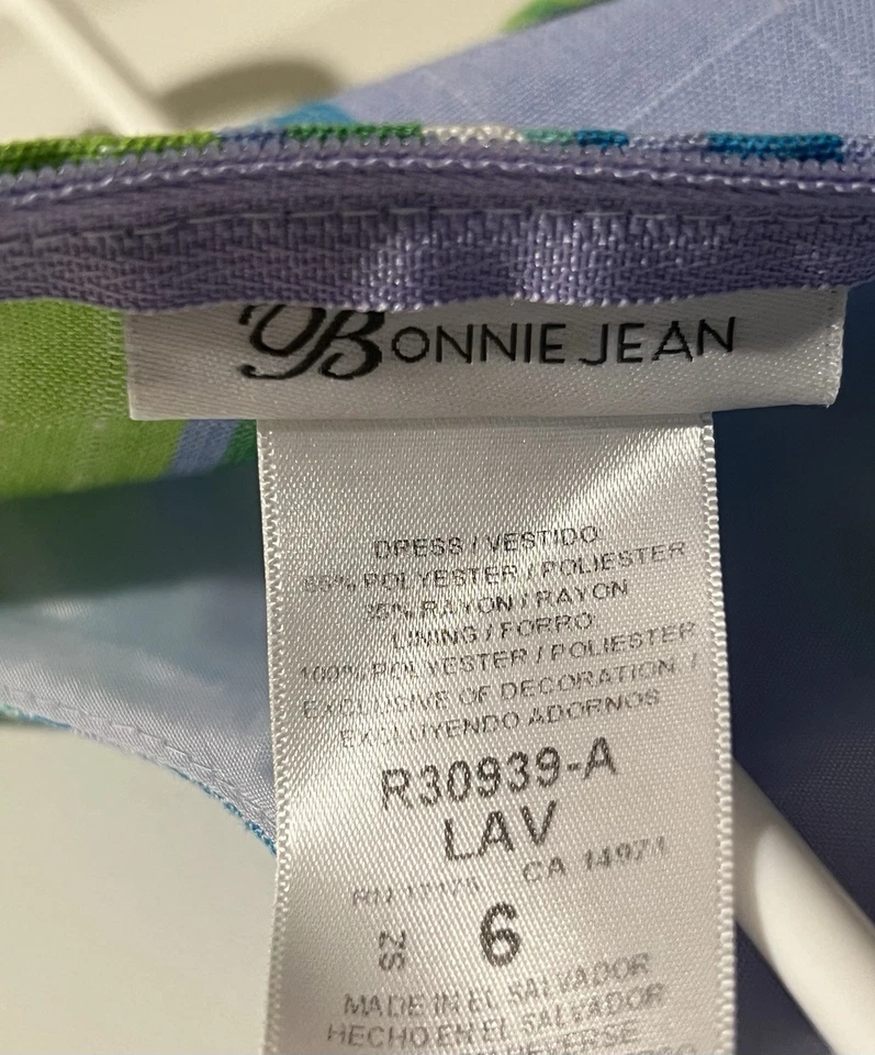 Bonnie Jean Girls/Kids Blue/Green/Purple W Stripes Size: 6 Polyester Dress - Image 3 of 3