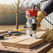 6 Speed 1/4" Electric Hand Trimmer Wood Palm Router with 15PCS Router Bits Set