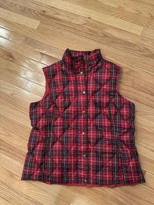 Lands End Plaid Down Vest Medium