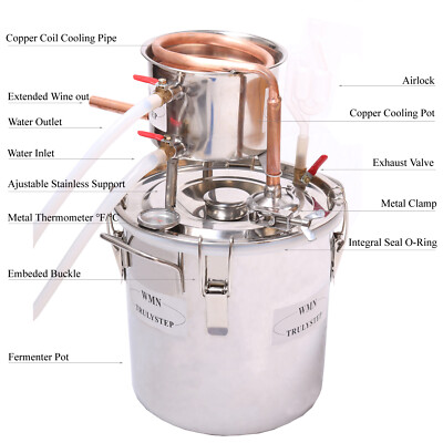 Distillatore Fai Da Te 10L Per Liquori E Acqua | Acciaio Inox E Rame Con Termometro | Kit Per Vino E Whisky - Foto 5