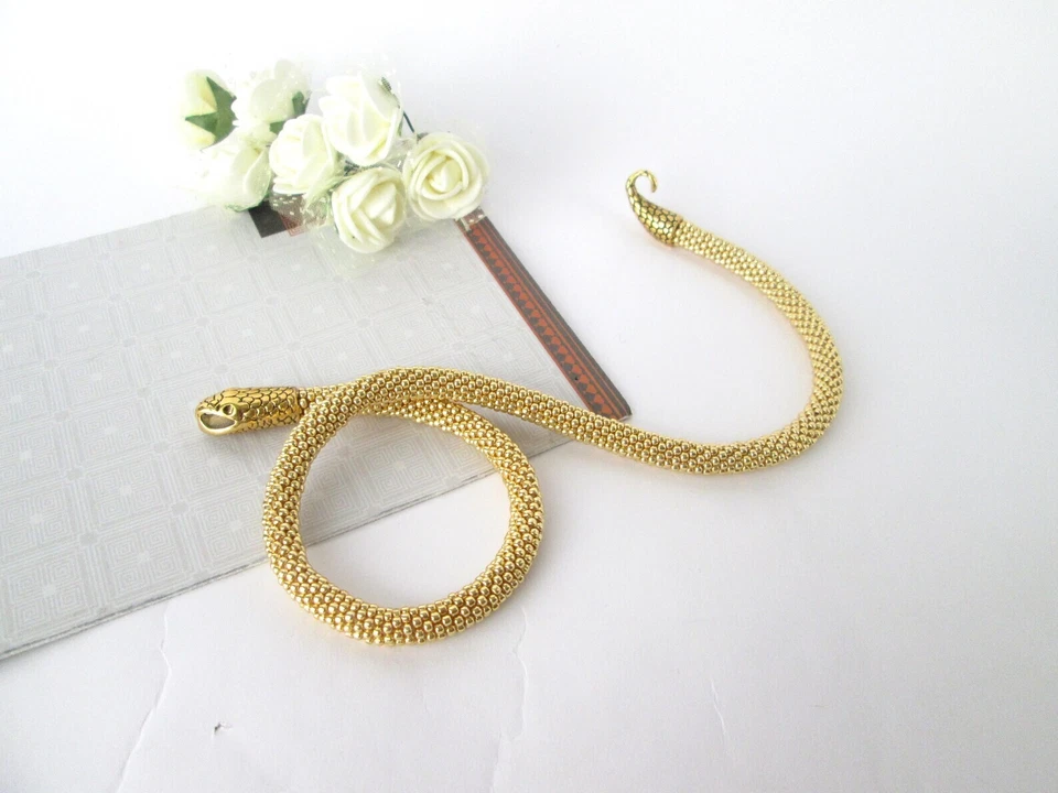 Handmade Snake beaded bracelet Gold Ouroboros jewelry for her Witch bracelet  - Image 4 of 4