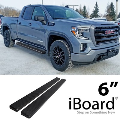 Satin Black 6/" iBoard Nerf Bar Fit 19-20 Chevy Silverado//GMC Sierra Crew Cab