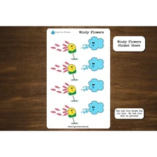 Windy Flowers Sticker Sheet | Planner and Journal Stickers | Decoration Stickers