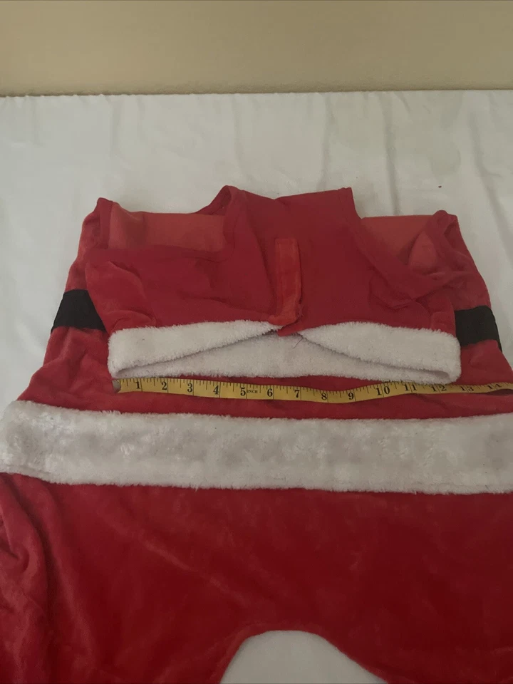 Traje Navidad Papá Noel Perro Talla Mediana Rojo Felpa Terciopelo con Cinturón Adjunto 25 Cuello Foto 3 de 4