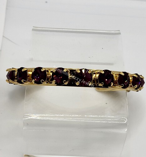 m/w Swarovski Crystal Amethyst Stones Gold Plated Cuff Bracelet; February - Picture 2 of 3