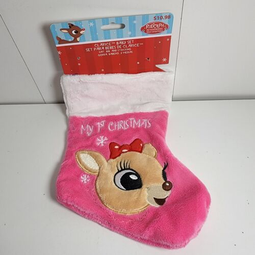 Clarice My 1st Christmas Pink Stocking Rudolph (Stocking Only) - Picture 1 of 5