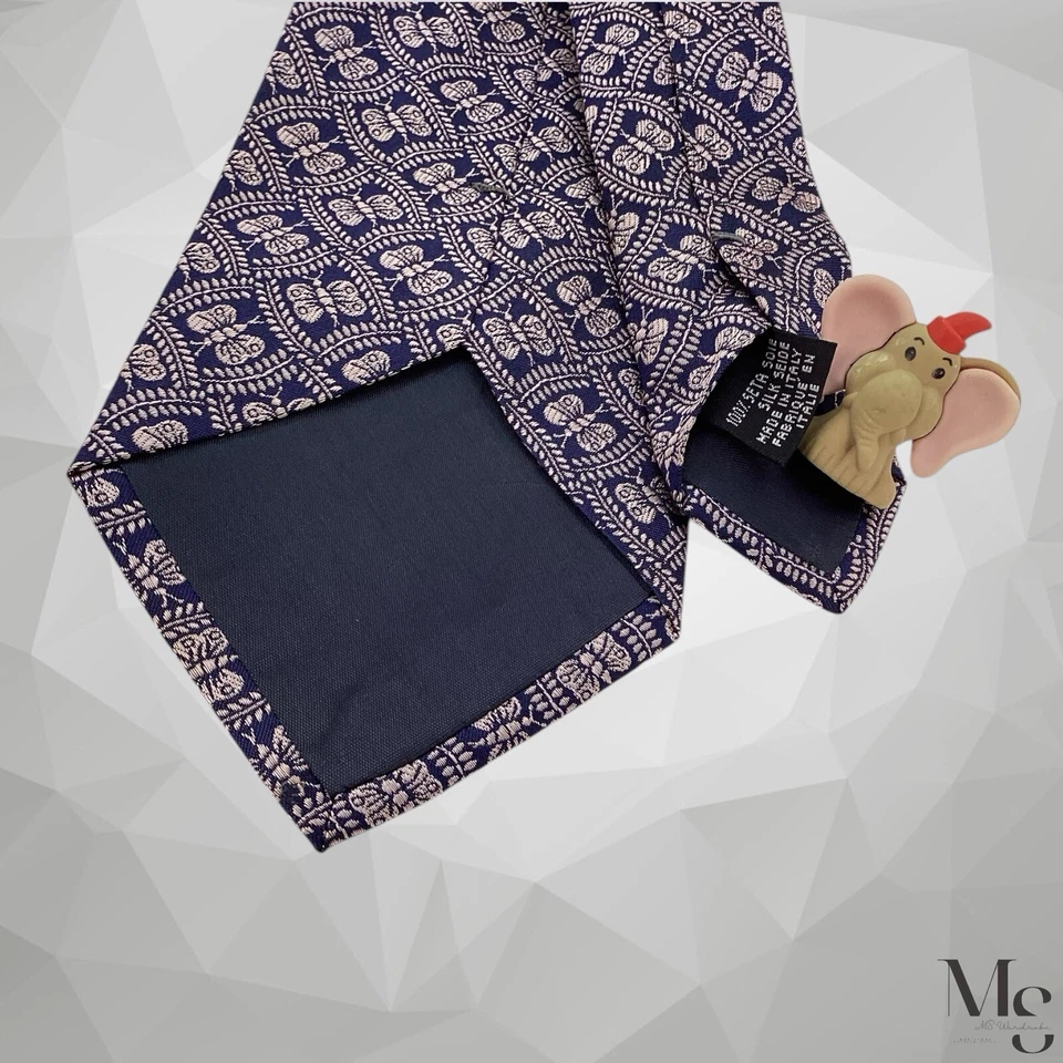 Corbata de seda BOTTEGA VENETA púrpura pastel estampado mariposa Italia con: 3,75" EX CD Foto 4 de 4