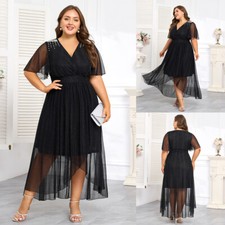 Plus Size Women Bead Maxi Long Dress Butterfly Sleeve Evening Cocktail Dresses