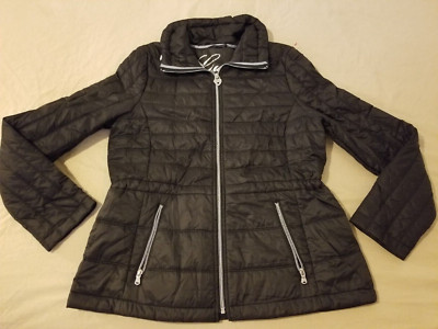 Womens Guess Jacket L Large Black Puffer
