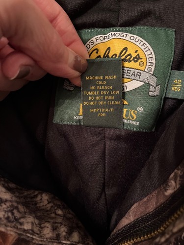 Cabela’s Outdoor Gear Dry Plus Mossy Oak Camo Hunting Pants Sz 42 Reg Thinsulate - Picture 9 of 11