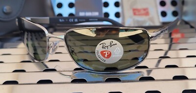New Ray Ban RB3254 004/5861 Pilot Sunglasses Gunmetal /61mm Green