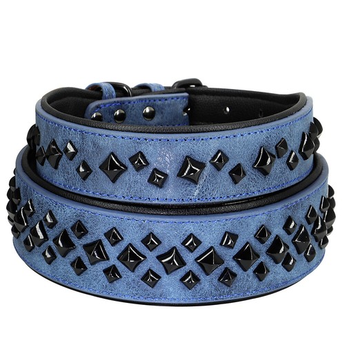 2" Wide Spiked Studded Leather Large Dog Collar for German Shepherd Pitbull L XL - Picture 4 of 28