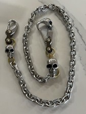 EDC Biker Wallet Chain 24.5in/62.23cm, Stainless Steel SKULL Carabiner