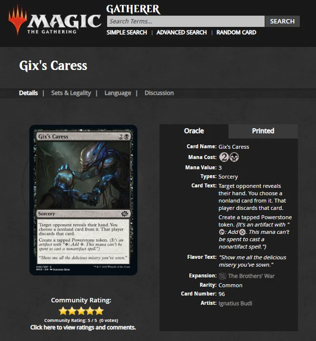 2022 Magic The Gathering Brother's War #96 Gix's Caress PSA 9 POP 1 None Higher - Image 4 of 4