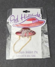 Red H'attitude Eyeglass Holder Pin-Layered in 18kt Gold-New in package-Very Nice
