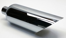 Exhaust Tip 6.00 Outlet 2.50 Inlet 18.00 Long Slant 304 Stainless Chrome Plat
