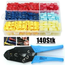 140PCS Spade Wire Crimp Terminals T-Taps Quick Splice Cable Connectors Kit