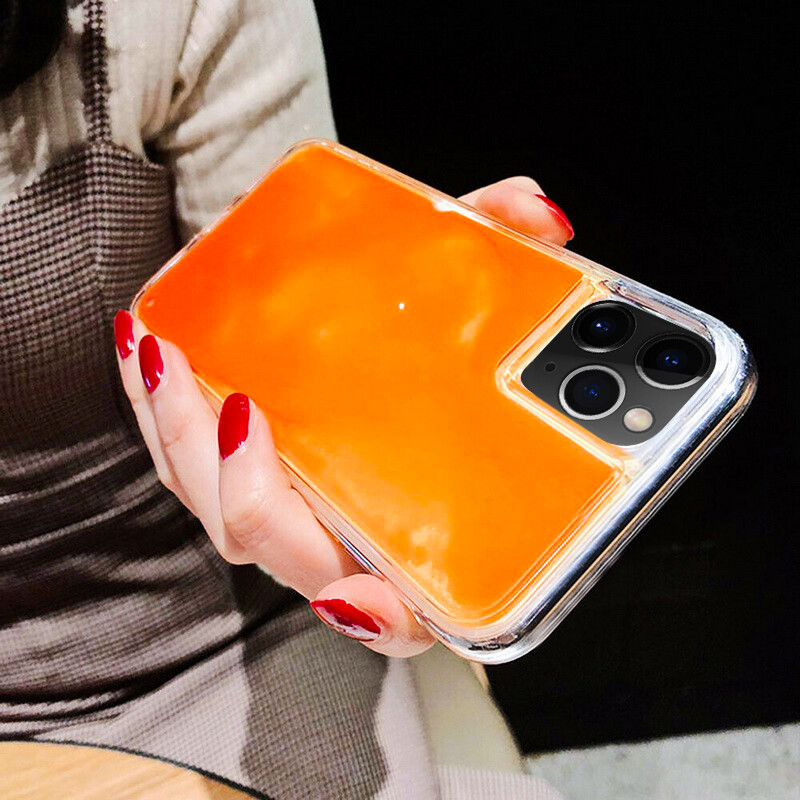 Neon Orange Iphone 11 Pro Phone Case Size Glow Luminous Sand Case
