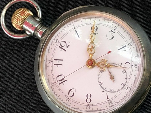 Swiss Horse Racing Pocket Chronograph Ditisheim Marc & Emmanuel Silver Case 1900 - Picture 4 of 12