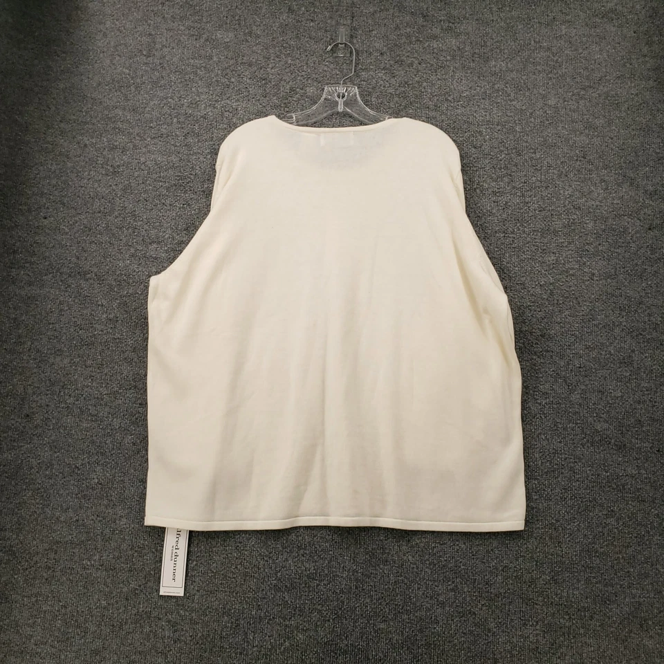全新 Alfred Dunner 毛衣女式 3X Plus 白色长袖弹力套衫针织 — 第 2/4 张图片