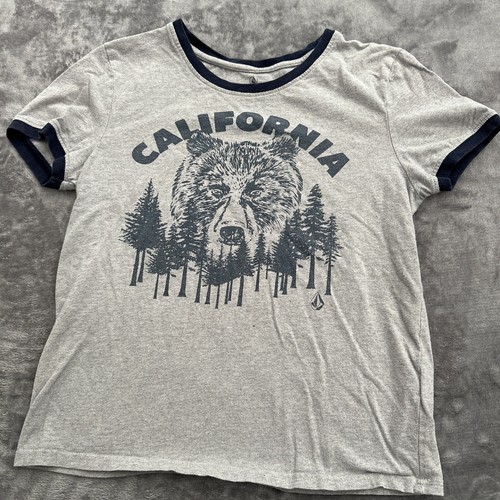 Volcom Kids Sz Youth Small T-Shirt Lot Maroon Logo Short Sleeve, California Bear - Picture 7 of 11