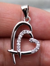 Beautiful New Silver 18K White Gold Filled Clear CZ Heart Pendant Necklace III