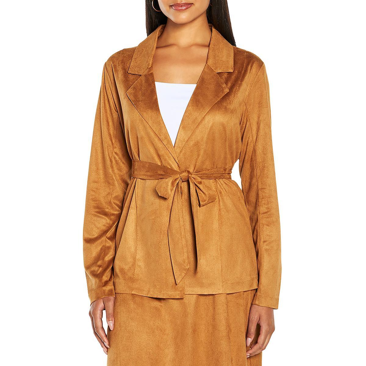 Модная женская куртка из искусственной замши Sophia Tan с поясом в три точки Sophia Tan M BHFO 9227