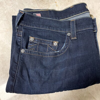 True Religion Ricky Relaxed Straight Jeans Mens 42 x 33 Dark Blue