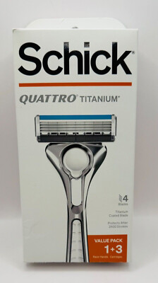Schick Quattro Titanium Men Razor 4 Blades (1 razor + 3 Cartridges )