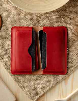 Red iPhone XR Casewallet For 2Phones Sleeve Leather iPhone XS Card Holder