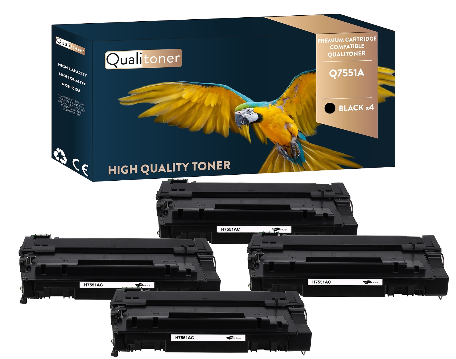 Toner HP Q7551A noir compatible Qualitoner lot de 4 pour éviter les pannes d'encre en pleine impression