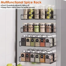 4-Tier Magnetic Spice Rack Organizer Storage Shelf Holder Kitchen Organization