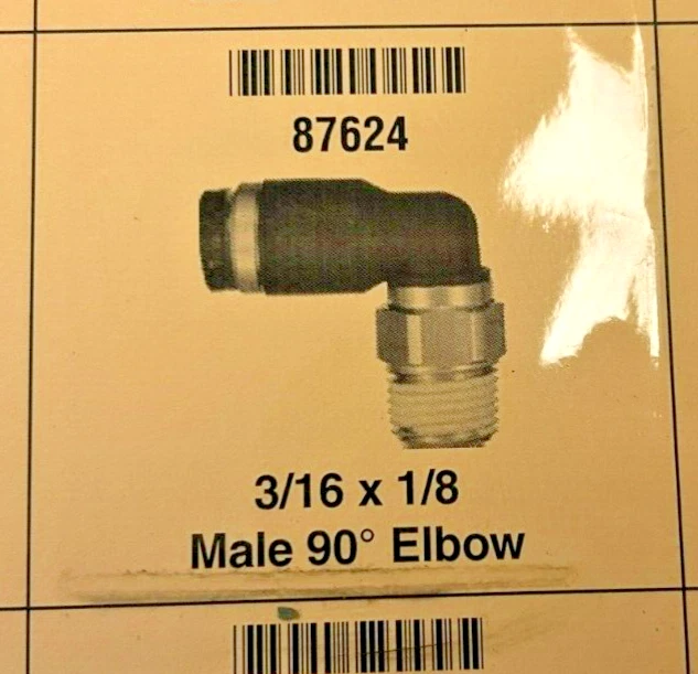 Lote de 7 nuevos codos masculinos Lawson 87624, 90 grados 3/16" x 1/8", 290 PSI Foto 2 de 4