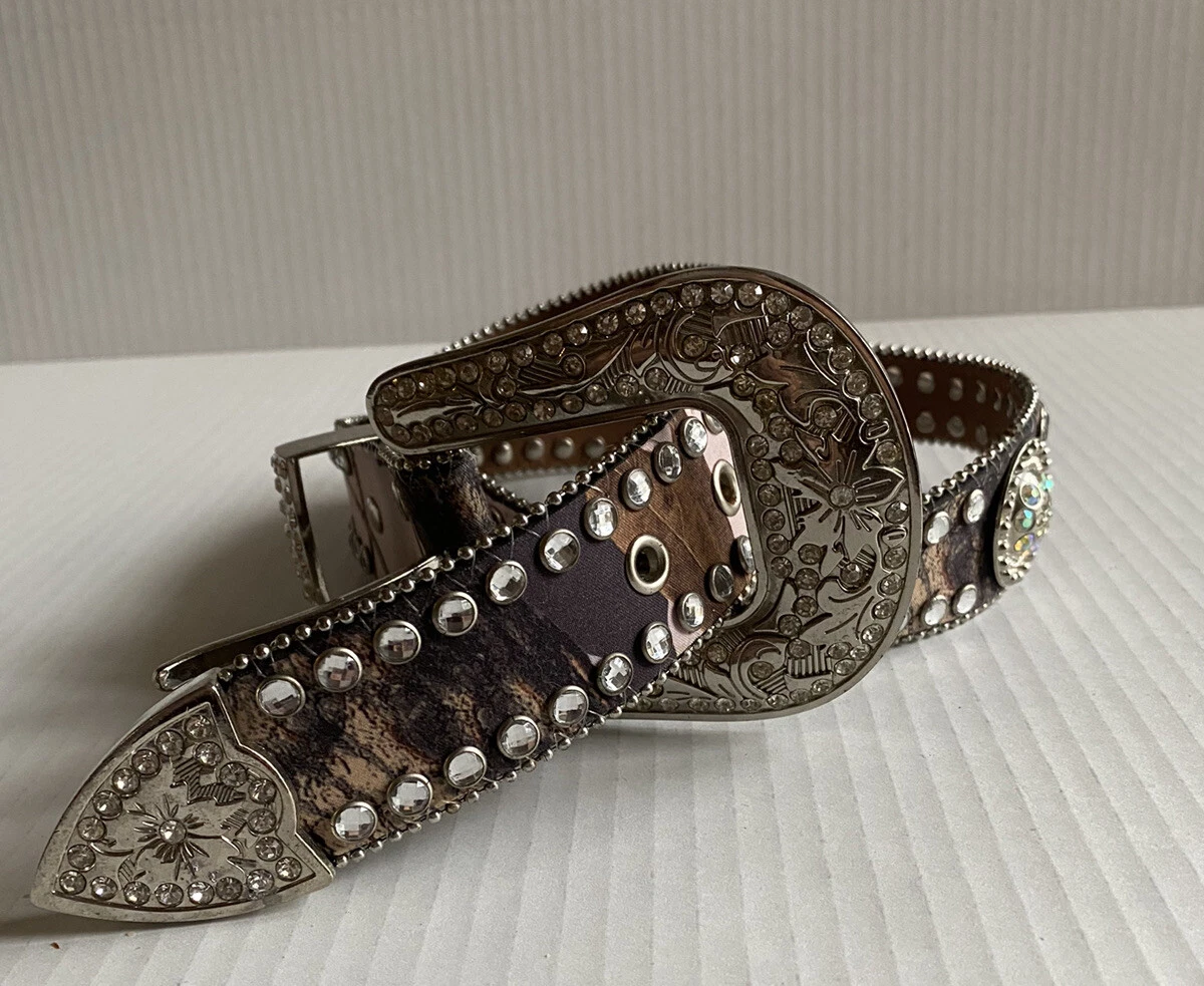 Women\'s Camo Studded Cross Belt in Brown and Green New With Tags Size Large. Rhinestone Camouflage Belts for Women for sale | eBay main image 2