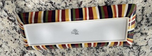 Pampered Chef Simple Additions Rectangular Multi Stripe Serving Dish Platter 16” - Picture 2 of 2