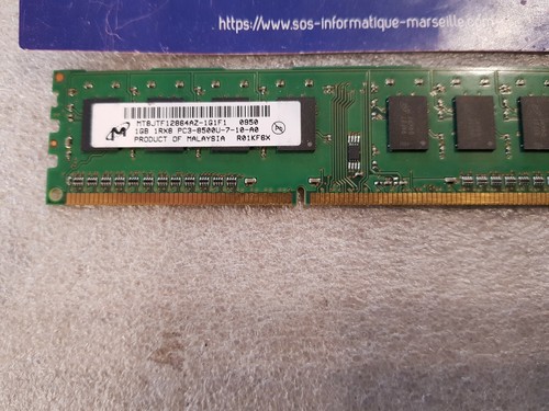 Barrette Mémoire Micron MT8JTF12864AZ-1G1F1 1GB PC3-8500 DDR3-1066MHz non-ECC - Picture 2 of 3