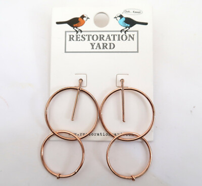 RESTORATION YARD Sonya Circle drop hoop earrings NWT rose gold