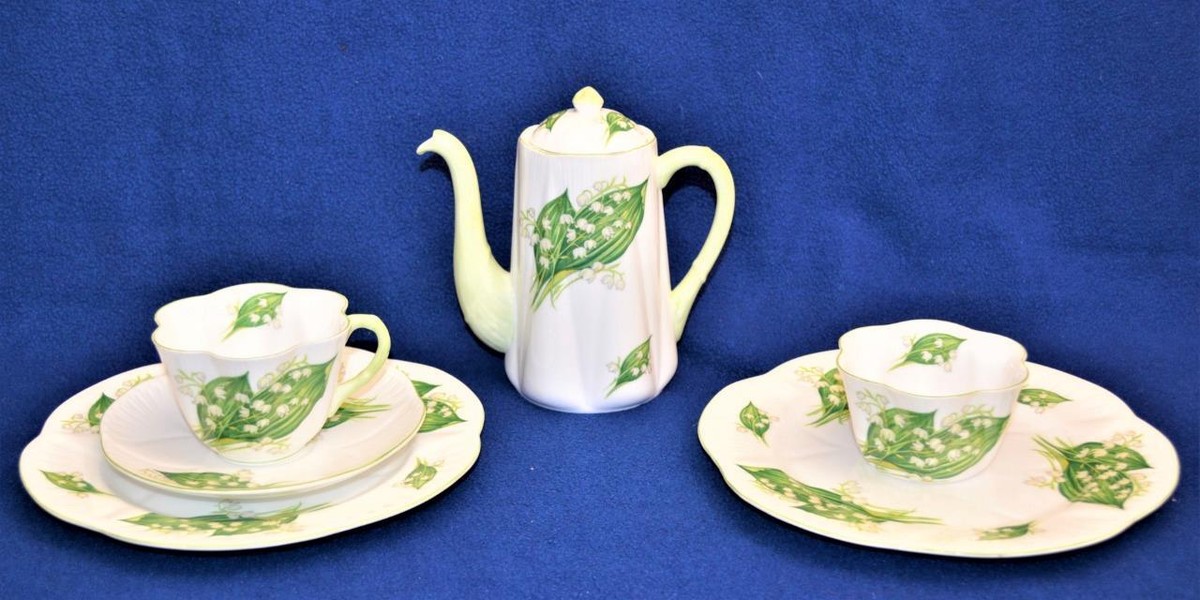 Vintage SHELLEY England LILY of VALLEY Pattern #13822 Trio Set Cup